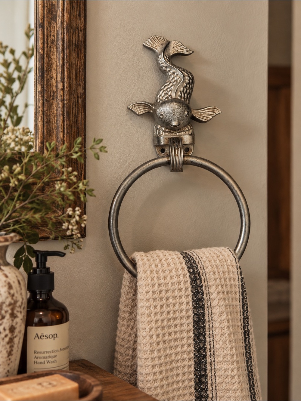 Vintage Silver Fish Towel Ring